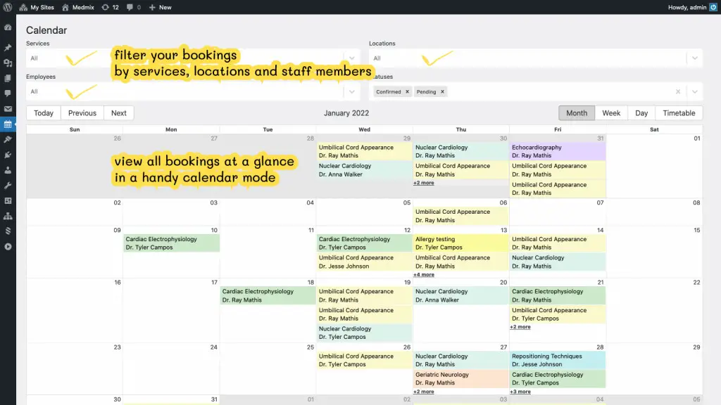 wordpress appointment booking calendar month