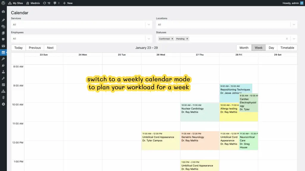 wordpress appointment booking calendar week