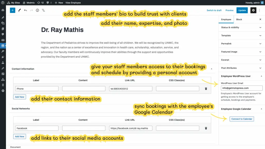 wordpress appointment booking employee