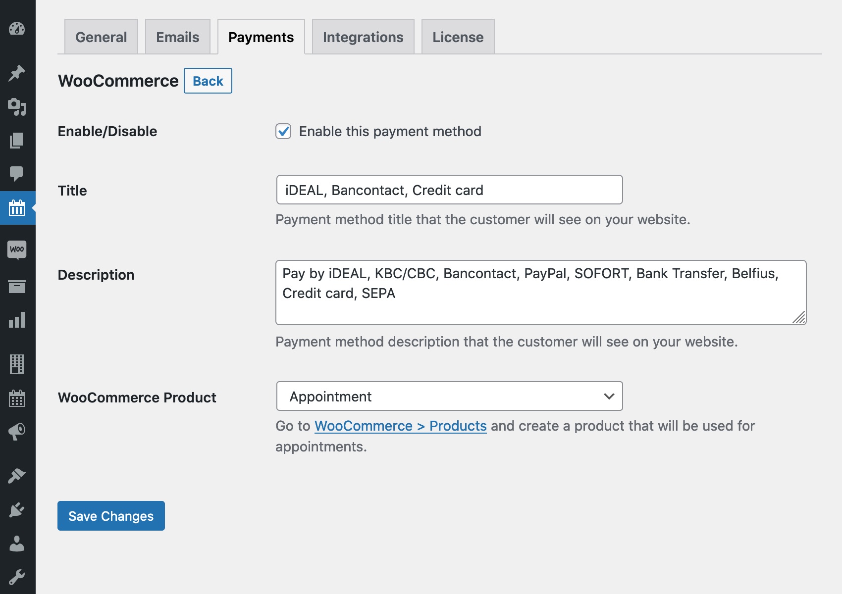 Appointment Booking WooCommerce Settings