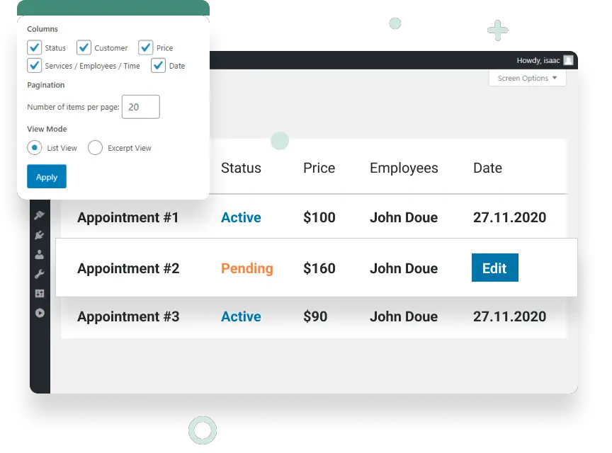 Manage Appointment Bookings on The Backend