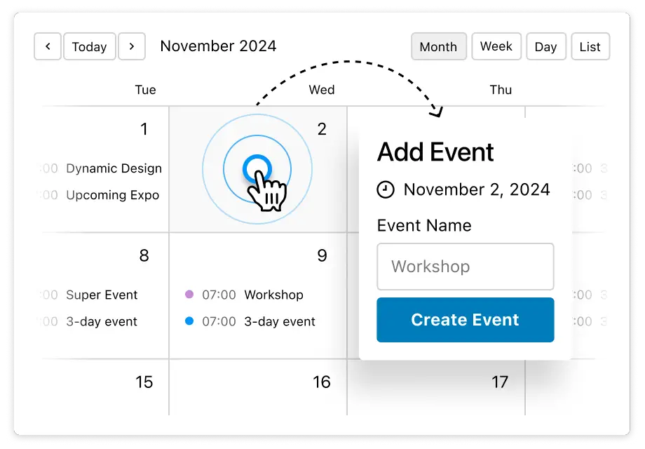 Work in the Innovative, Visual Events Calendar Builder