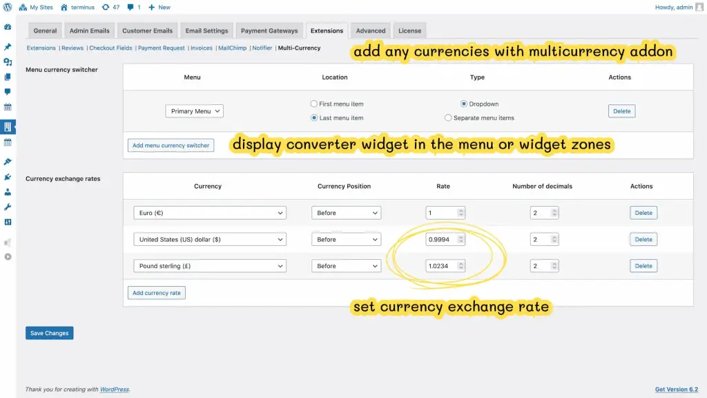 hotel booking multi-currency settings