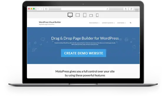 WordPress Demo Builder responsive toolbar